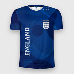 Футболка спортивная мужская Сборная Англии Синяя Абстракция, цвет: 3D-принт