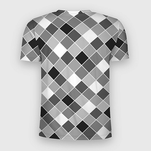 Мужская спорт-футболка Черно-белый клетчатый узор / 3D-принт – фото 2