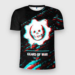 Футболка спортивная мужская Gears of War в стиле glitch и баги графики на темн, цвет: 3D-принт