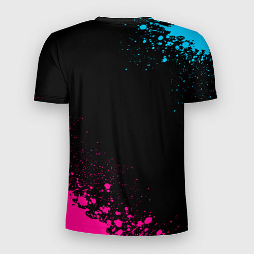 Мужская спорт-футболка Brawl Stars - neon gradient: символ и надпись верт / 3D-принт – фото 2