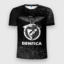 Мужская спорт-футболка Benfica с потертостями на темном фоне