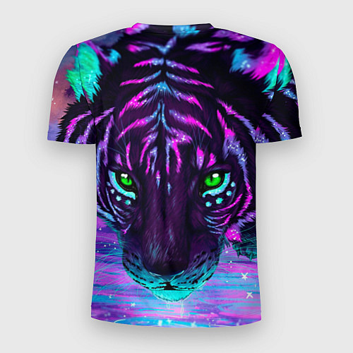 Мужская спорт-футболка Светящийся неоновый тигр / 3D-принт – фото 2