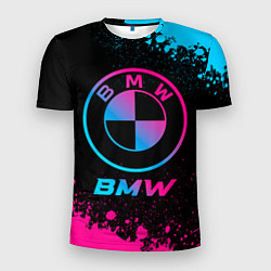 Футболка спортивная мужская BMW - neon gradient, цвет: 3D-принт
