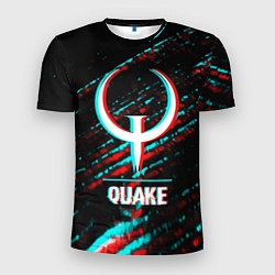Футболка спортивная мужская Quake в стиле glitch и баги графики на темном фоне, цвет: 3D-принт