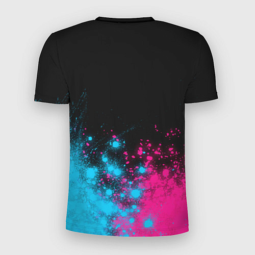 Мужская спорт-футболка Disturbed - neon gradient: символ сверху / 3D-принт – фото 2