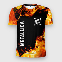 Мужская спорт-футболка Metallica и пылающий огонь