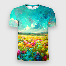 Мужская спорт-футболка Бесконечное поле цветов