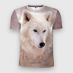 Мужская спорт-футболка Белый зимний волк