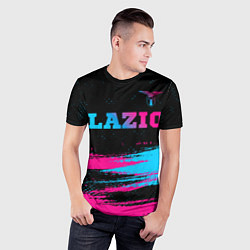 Футболка спортивная мужская Lazio - neon gradient: символ сверху, цвет: 3D-принт — фото 2