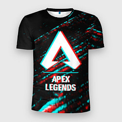 Мужская спорт-футболка Apex Legends в стиле glitch и баги графики на темн
