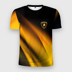 Мужская спорт-футболка Ламборгини - желтая абстракция