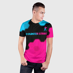Футболка спортивная мужская Counter Strike - neon gradient: символ сверху, цвет: 3D-принт — фото 2