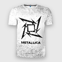 Футболка спортивная мужская Metallica с потертостями на светлом фоне, цвет: 3D-принт