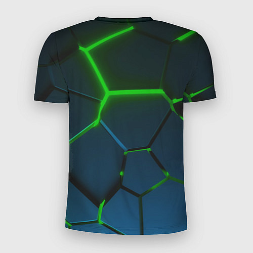 Мужская спорт-футболка Разлом зеленых неоновых плит - геометрия / 3D-принт – фото 2
