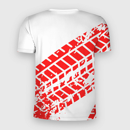 Мужская спорт-футболка Mitsubishi - красный след шины / 3D-принт – фото 2