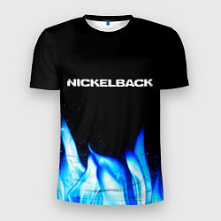 Мужская спорт-футболка Nickelback blue fire