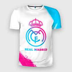 Мужская спорт-футболка Real Madrid neon gradient style