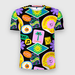 Мужская спорт-футболка Летние наклейки pop-art паттерн