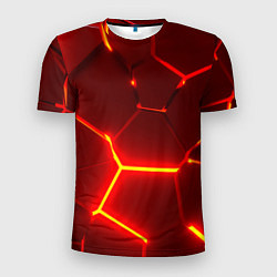 Мужская спорт-футболка Красные неоновые геометрические плиты