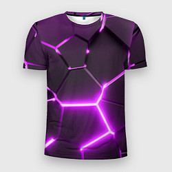 Футболка спортивная мужская Фиолетовые неоновые геометрические плиты, цвет: 3D-принт
