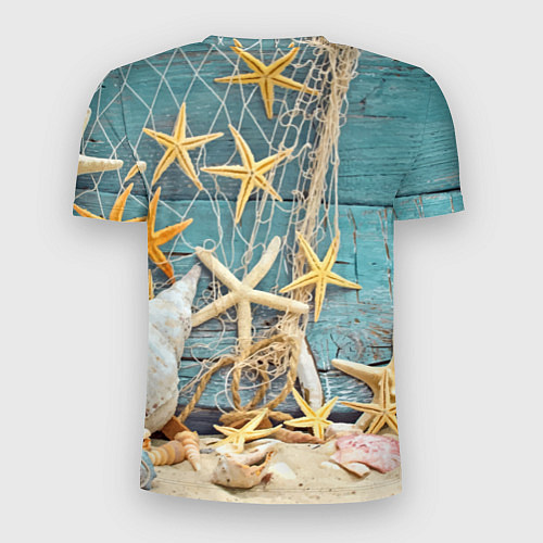 Мужская спорт-футболка Натюрморт из сети, морских звёзд и ракушек - лето / 3D-принт – фото 2
