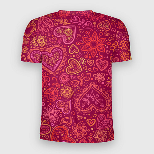 Мужская спорт-футболка Цветы с сердцами / 3D-принт – фото 2