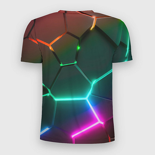 Мужская спорт-футболка Радужный градиент неоновые геометрические плиты / 3D-принт – фото 2