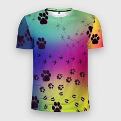 Мужская спорт-футболка Следы кошек и птиц