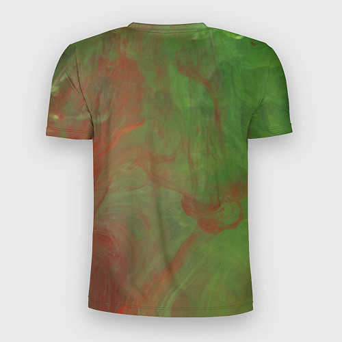 Мужская спорт-футболка Зелёные и красные волны красок / 3D-принт – фото 2