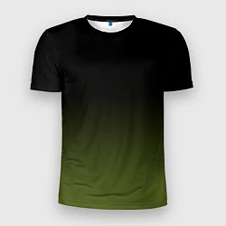 Футболка спортивная мужская Черный и хвойный зеленый градиент, цвет: 3D-принт