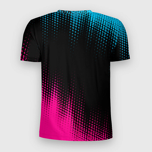 Мужская спорт-футболка Mitsubishi - neon gradient: символ сверху / 3D-принт – фото 2