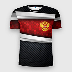 Мужская спорт-футболка Black & red Russia