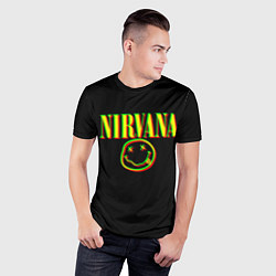 Футболка спортивная мужская Nirvana logo glitch, цвет: 3D-принт — фото 2