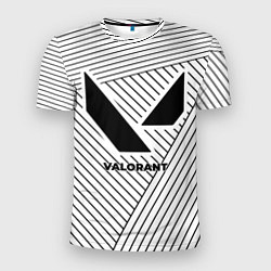 Футболка спортивная мужская Символ Valorant на светлом фоне с полосами, цвет: 3D-принт
