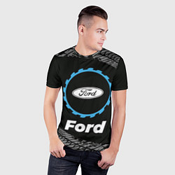 Футболка спортивная мужская Ford в стиле Top Gear со следами шин на фоне, цвет: 3D-принт — фото 2