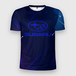 Футболка спортивная мужская Subaru Абстракция неон, цвет: 3D-принт