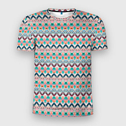 Мужская спорт-футболка Многоцветный полосатый восточный орнамент