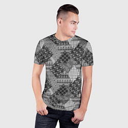 Футболка спортивная мужская Black and White Ethnic Patchwork Pattern, цвет: 3D-принт — фото 2