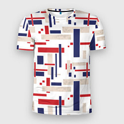 Мужская спорт-футболка Геометрический узор Орион красно-синий на белом