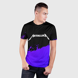 Футболка спортивная мужская Metallica purple grunge, цвет: 3D-принт — фото 2
