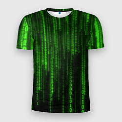 Мужская спорт-футболка Двоичный код зеленый