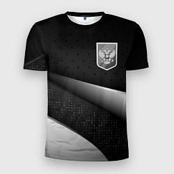 Футболка спортивная мужская Russia - black & white, цвет: 3D-принт