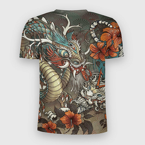 Мужская спорт-футболка Тигр и дракон мифические / 3D-принт – фото 2