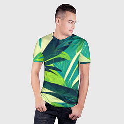 Футболка спортивная мужская Яркие тропические листья пальмы, цвет: 3D-принт — фото 2