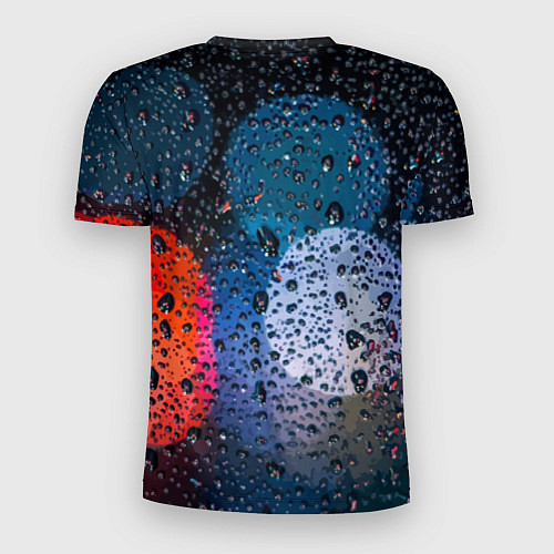 Мужская спорт-футболка Разноцветные огни сквозь дождевое стекло / 3D-принт – фото 2