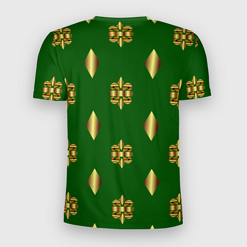 Мужская спорт-футболка Золото узоры на зеленом фоне / 3D-принт – фото 2