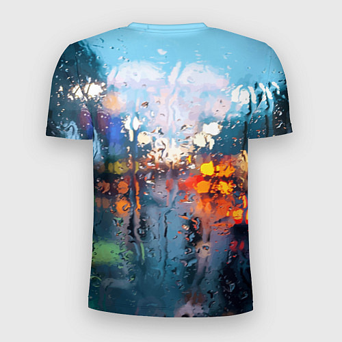 Мужская спорт-футболка Город через дождевое стекло / 3D-принт – фото 2