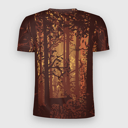 Мужская спорт-футболка Осенний лес внутри силуэта совы / 3D-принт – фото 2