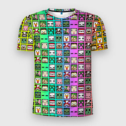 Футболка спортивная мужская Minecraft characters neon, цвет: 3D-принт