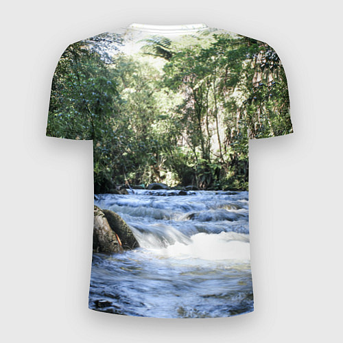 Мужская спорт-футболка Течёт река в лесу / 3D-принт – фото 2